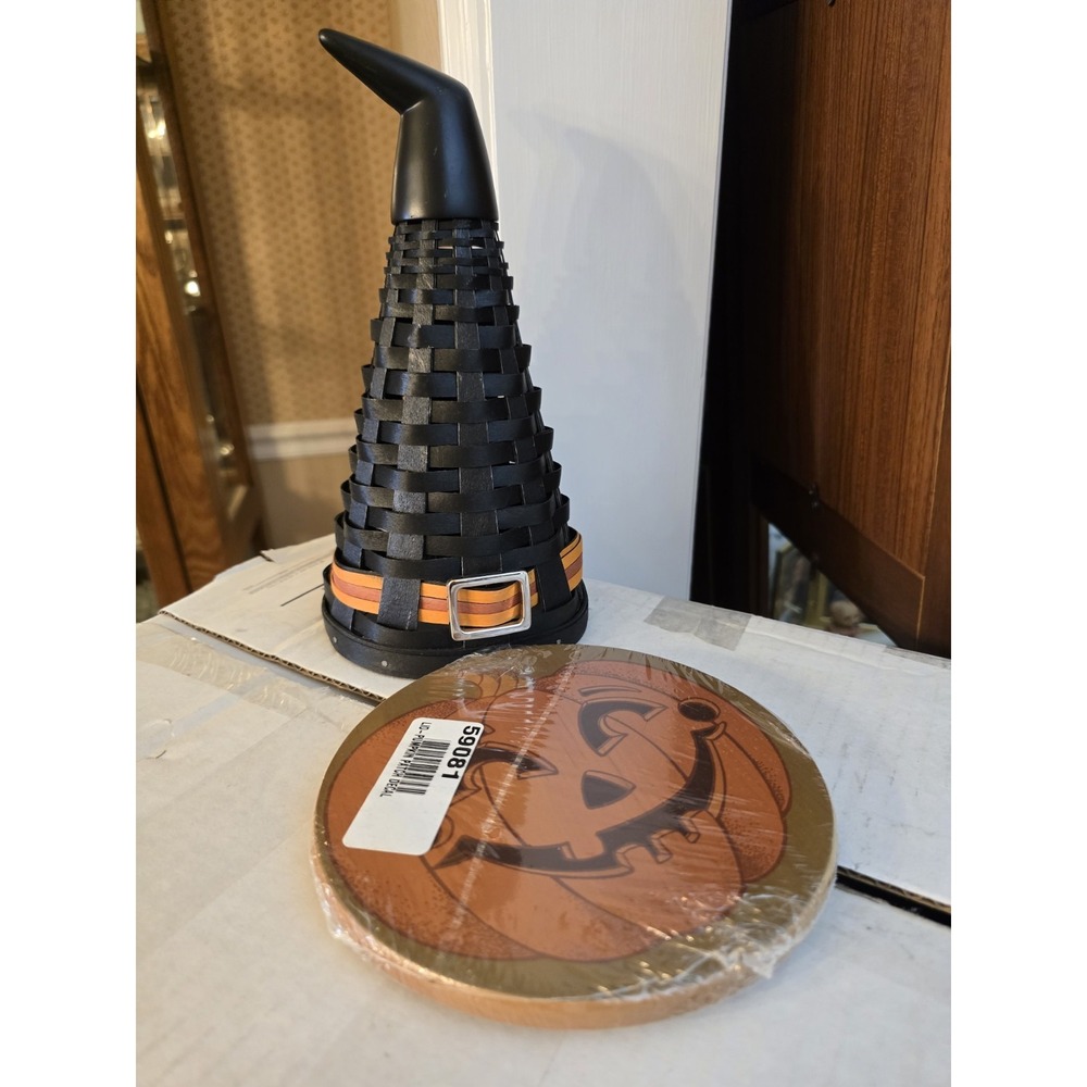 Longaberger Halloween Witches Hat [Used] And Pumpkin Face Lid [New]